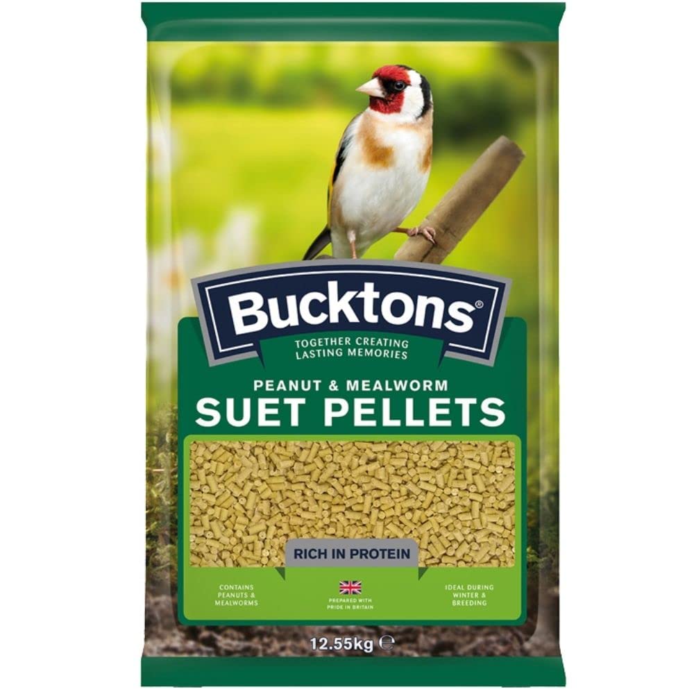 Bucktons Suet Pellets Peanut And Mealworm 12.55kg, transparent