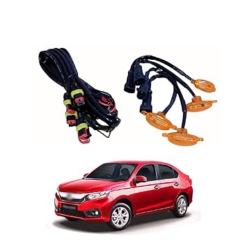 PRIKNIK LED Grille Lights Amber Yellow Grill Led with Fuse Adapter Wiring Harness Kit (4PCS, Amber Shell with Amber Light) Compatible with Amaze