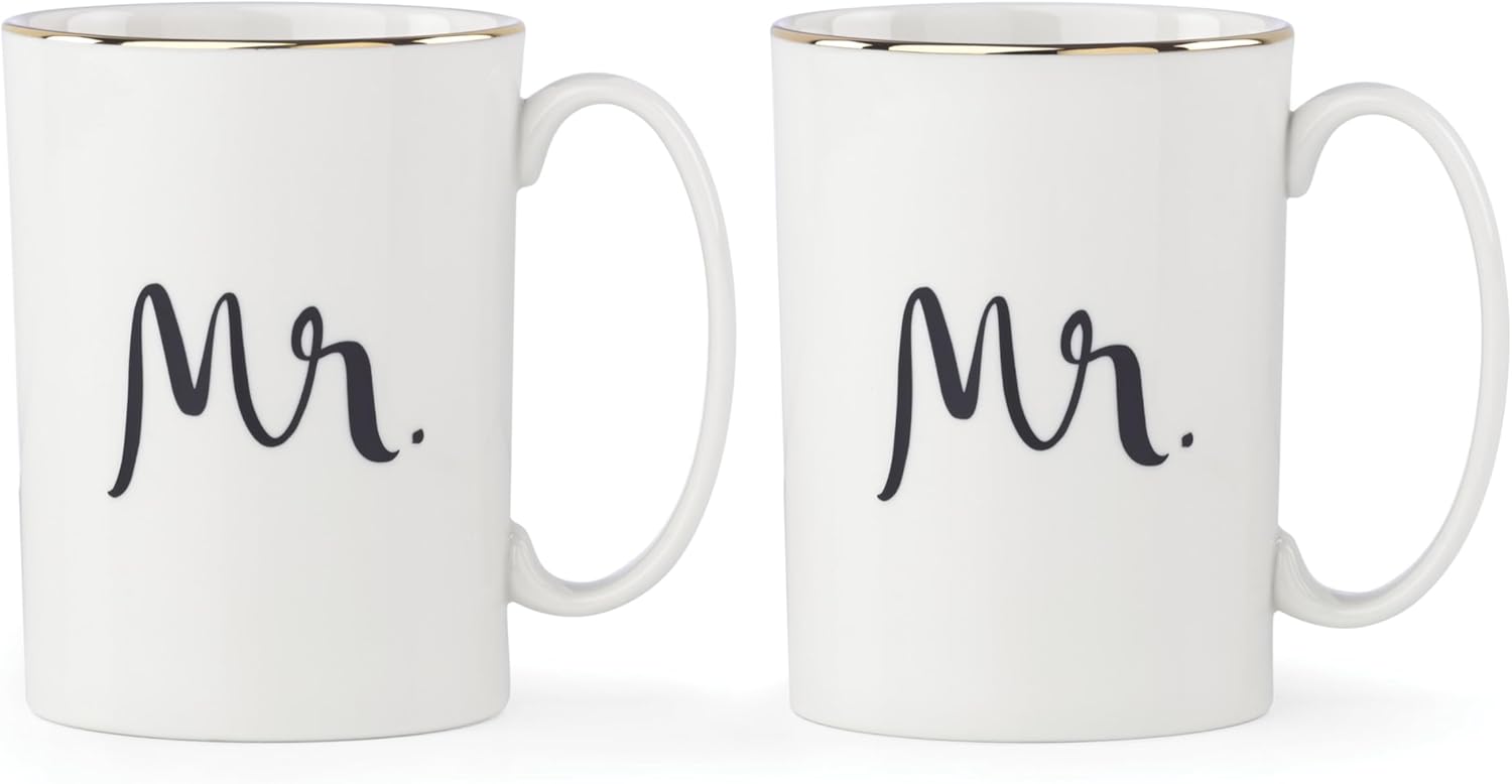 kate spade new york Bridal Party Mrs. 2Pc Mug Set, 1.55 LB, White