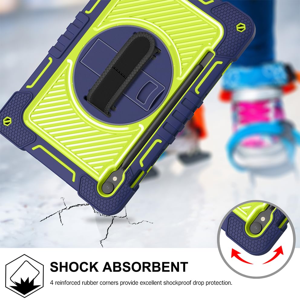 Coque de protection pour Samsung Galaxy Tab S10 Lite et S9 FE antichoc avec porte-stylo vert - 3
