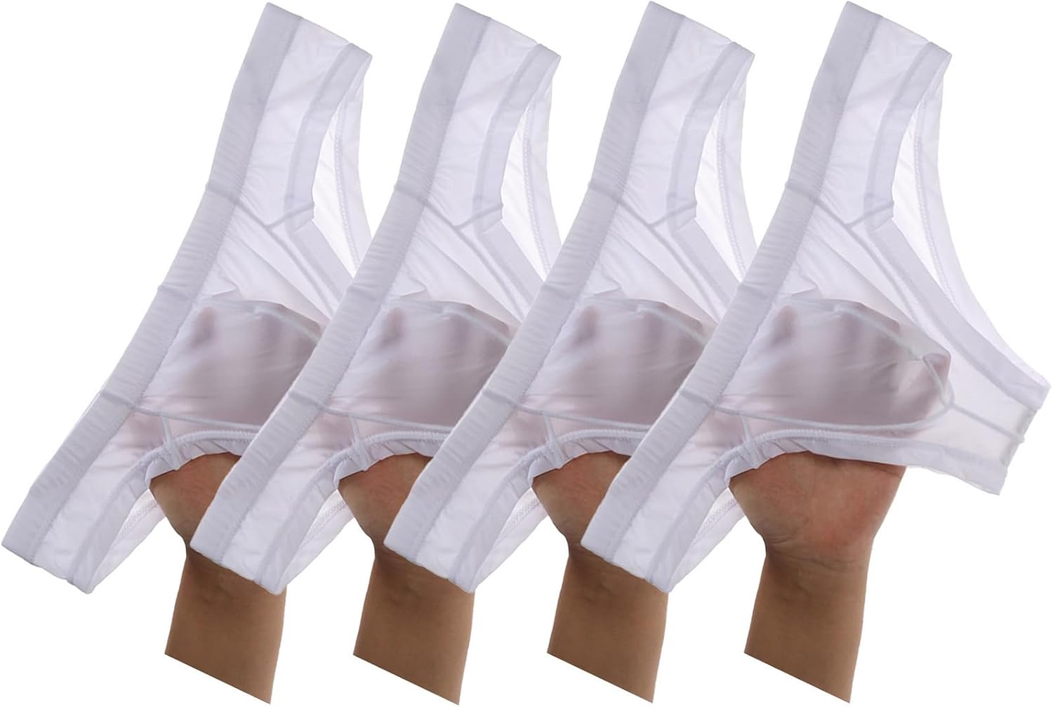 Faringoto Men's Ice Silk Transparent Underwear Low Rise Sexy Triangle Pants Breathable U Raised Bikini(Multi Pack)