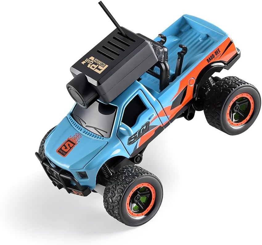 1/64 FPV Mini RC Truck with Camera/WiFi, APP Auto Pairing Full Proportional Remote Control Car, RC Vehicle for Hobby Drivers Adults - RTR/Blue