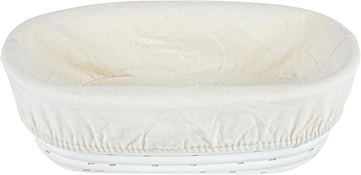 Restaurantware Bread Proofing Basket 9 Inch Oval - Pack of 3 - Rattan Dough Fermentation Basket With Cotton Liners, Oval Banneton Bread Rising Bowl For Home, Commercial, and Artisanal Baking
