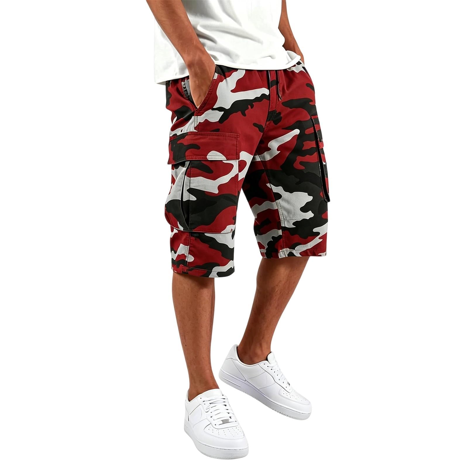 Short de travail pour homme, motif camouflage, hip-hop, surdimensionné