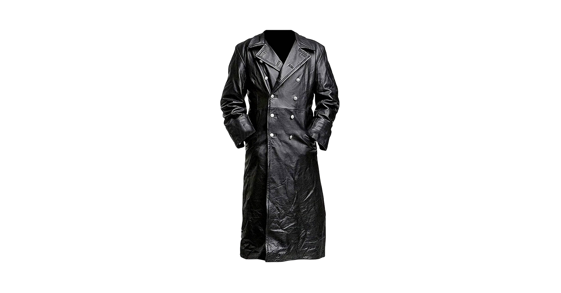 evzosrz Men's Vintage Duster Long Faux Leather Coat Full
