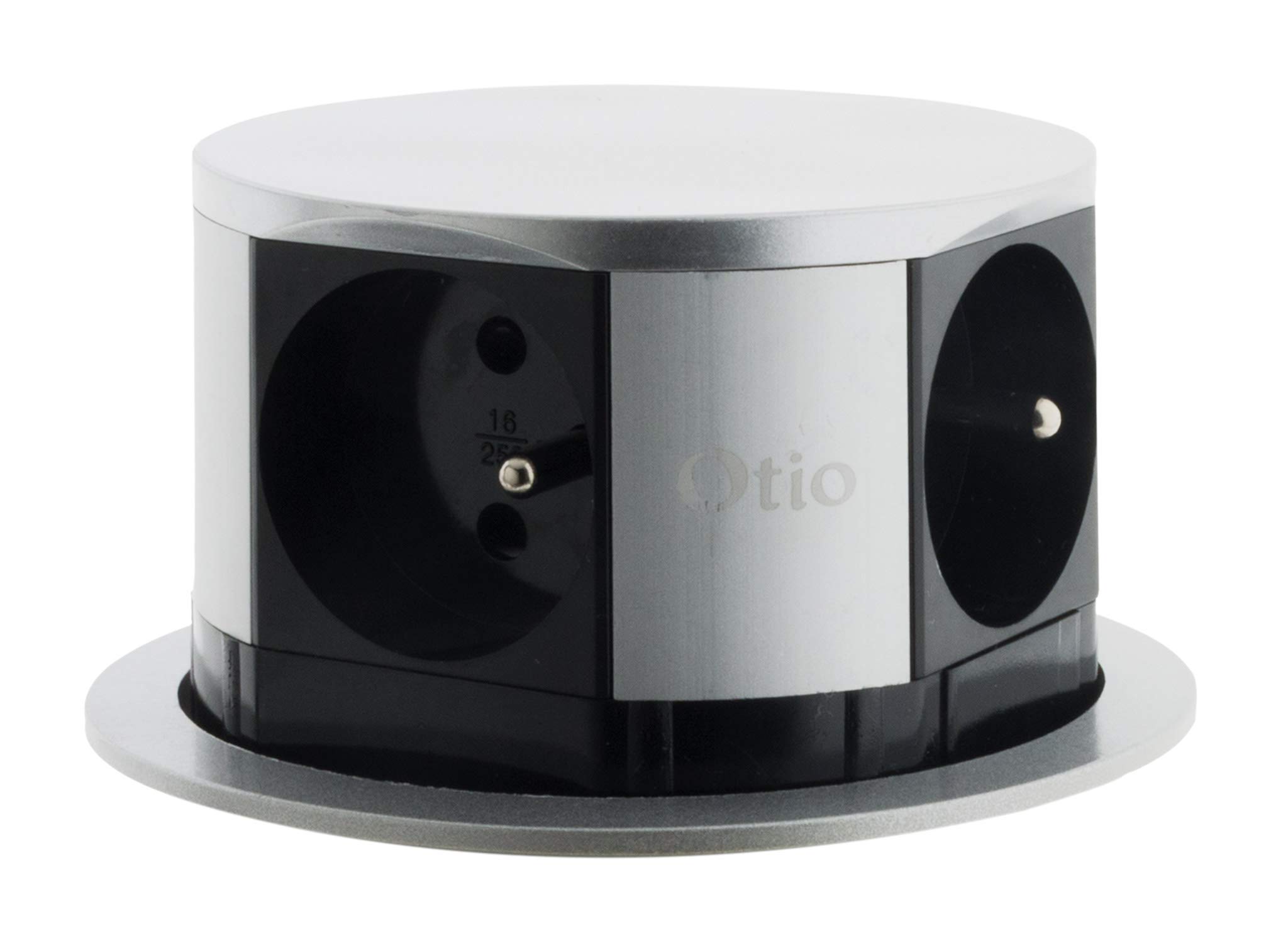 Otio - Lot de 2 Blocs multiprises encastrables compacts 4x2P+T 16A - INOX