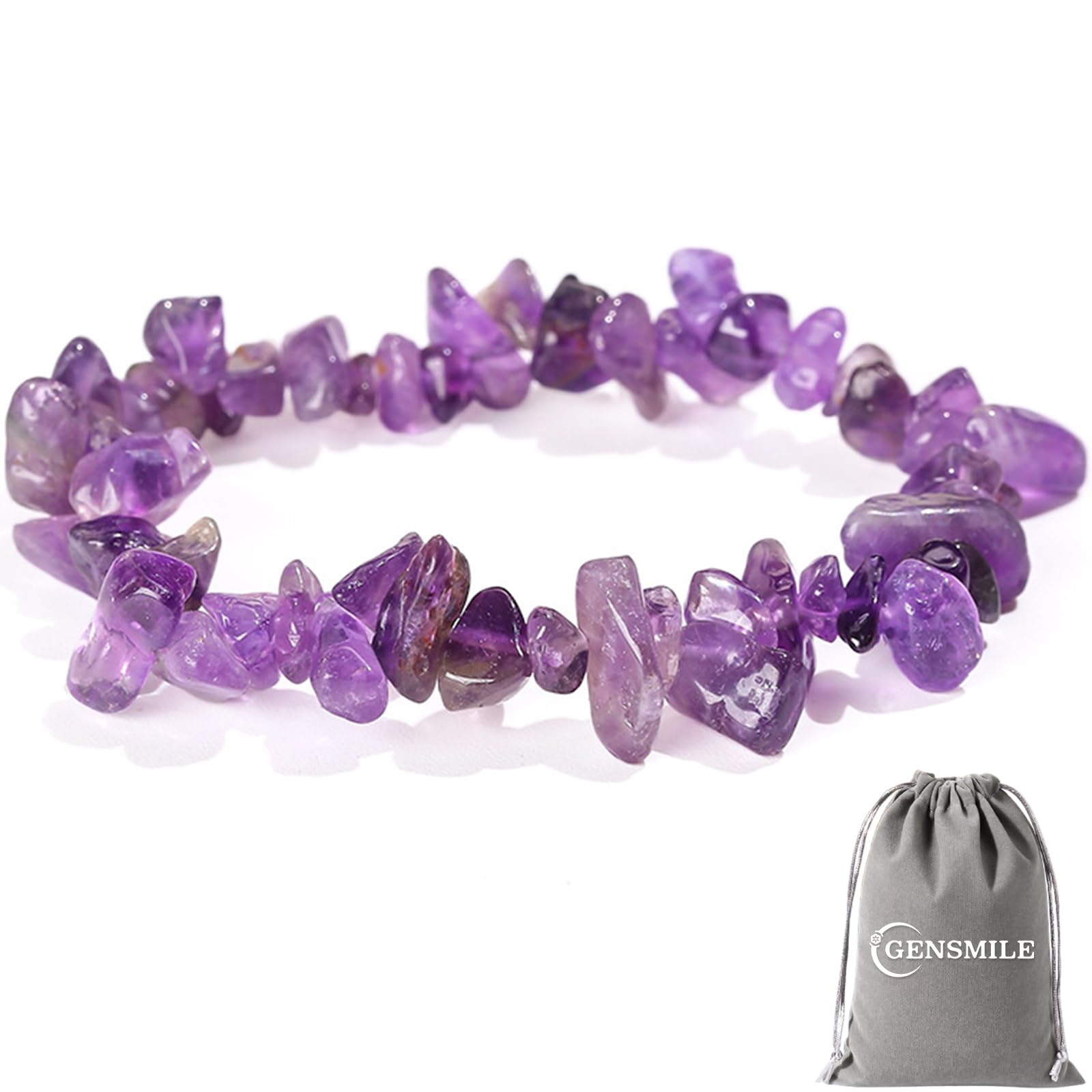 Amethist stenen armband kristallen stenen ketting - natuurlijke Rock Crystal edelstenen armband voor dames, echte stenen yoga energie steen amethist ketting geschenken voor meisjes vrouwen, 18