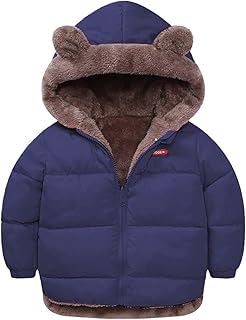 Casaco de inverno infantil para meninos e meninas, orelhas de urso, com capuz e dois lados, de lã, espesso, à prova de vento, quente, para meninas