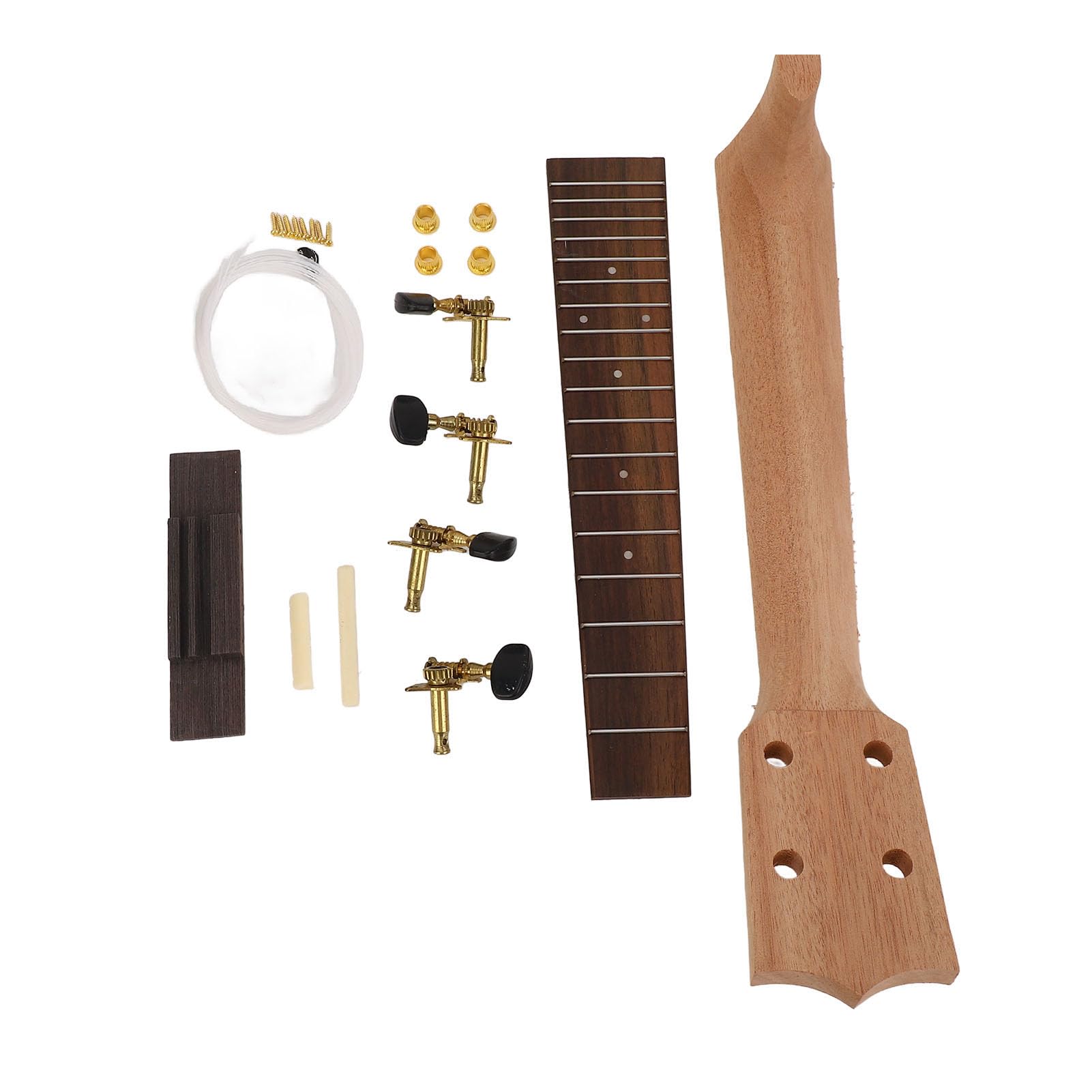 Akozon Kit de Reemplazo de Diapasón de Mástil de Ukelele - Kit de Fabricación de Mástil de Ukelele de 23 Pulgadas - Accesorios para Instrumentos Musicales
