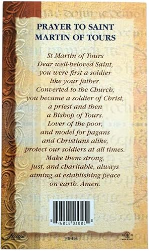 Miniatura 2 de William J. Hirten Tarjeta Santa Católica Deluxe con Oraciones Tradicionales (San Martín de Tours)