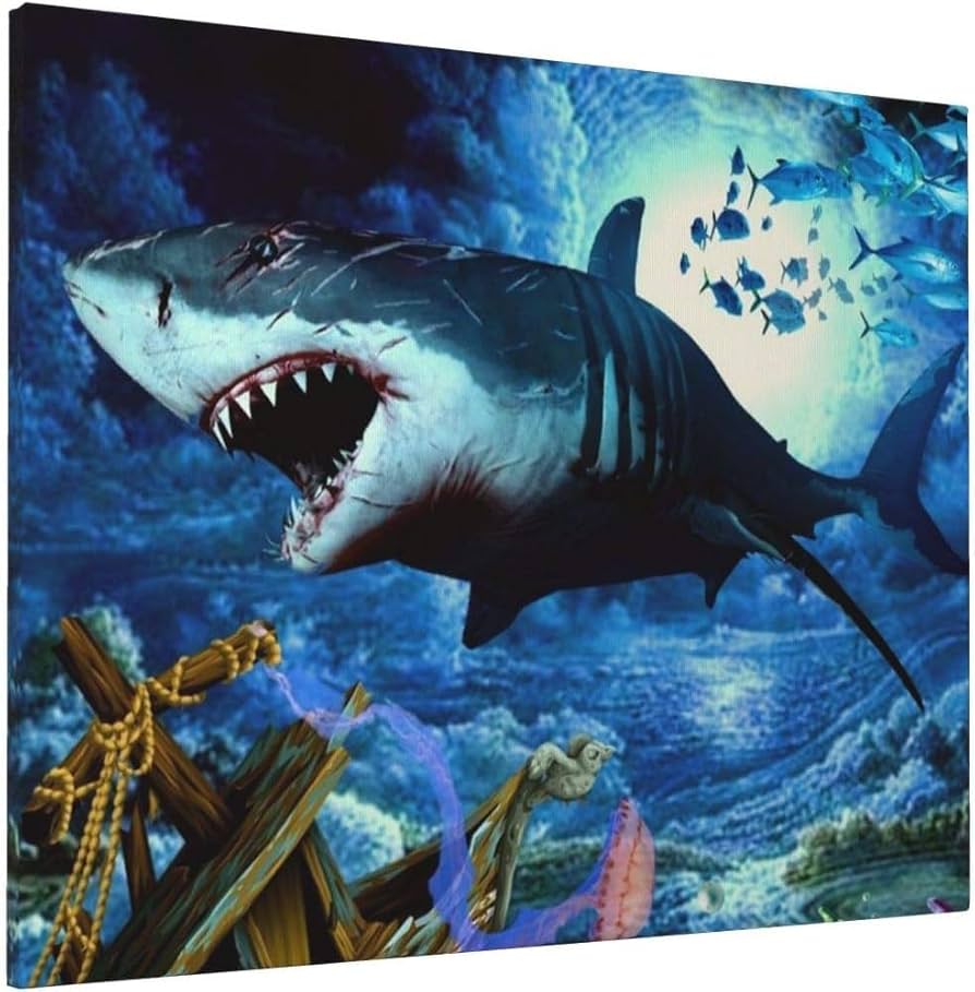 Amazon.co.jp: 絵画 インテリア おしゃれ 負傷したサメ 海嵐 アート