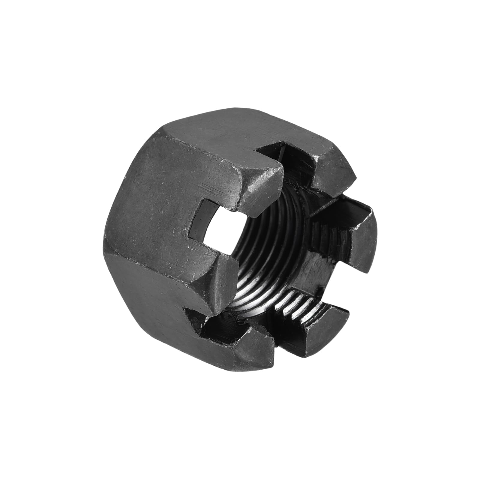 QUARKZMAN M18x1.5mm Tuerca Ranurada Hexagonal, Tuerca Hexagonal de Acero al Carbono Grado 4.8, Negra, 6 Piezas