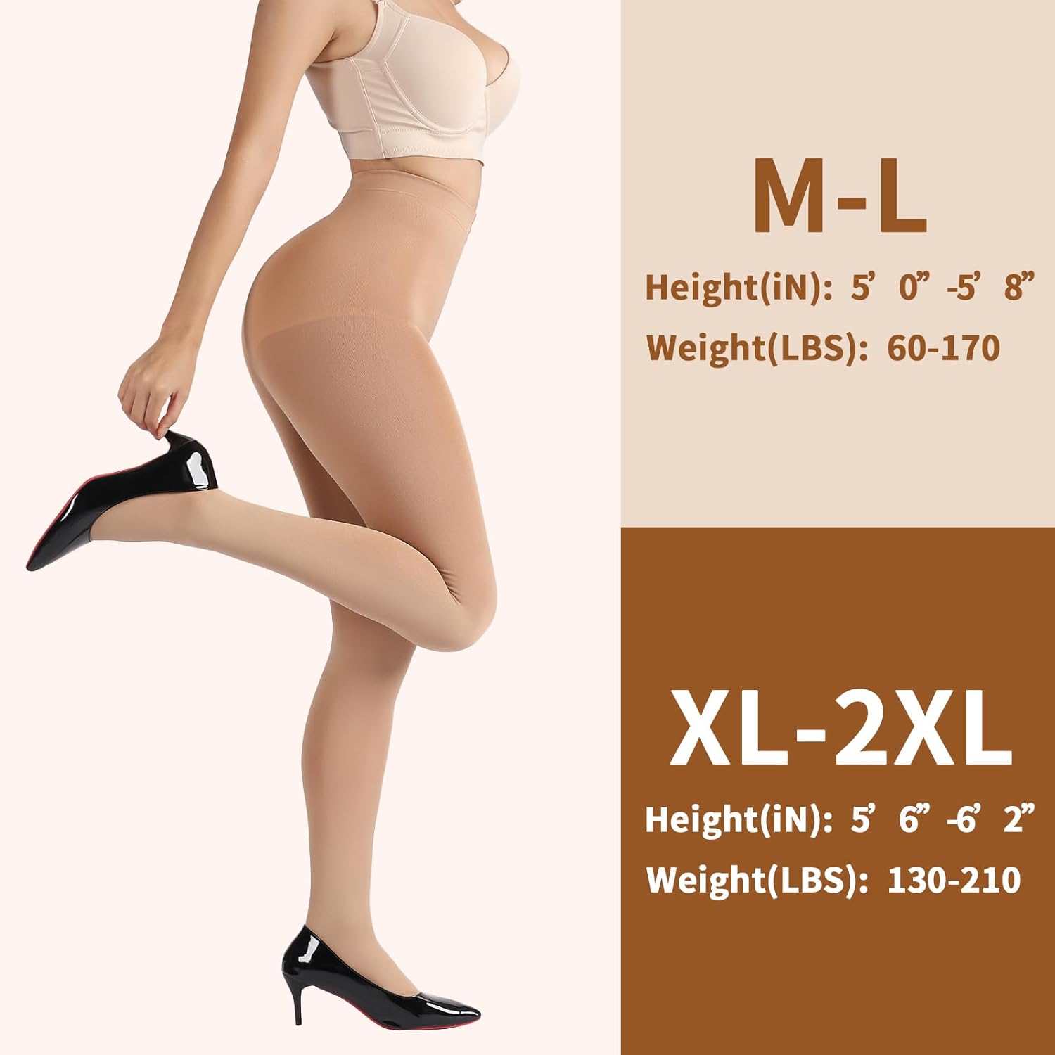 DancMolly Opaque Fleece Lined Tights for Women, High Waist Warm Winter Thermal Control Top Pantyhose - Image 6