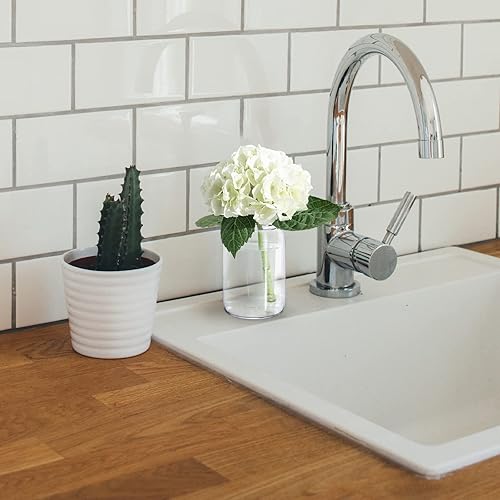 Miniatura 5 de Juego de 3 jarrones de cristal, juego de floreros pequeños transparentes, modernos jarrones de borosilicato soplados a mano para centros de mesa de