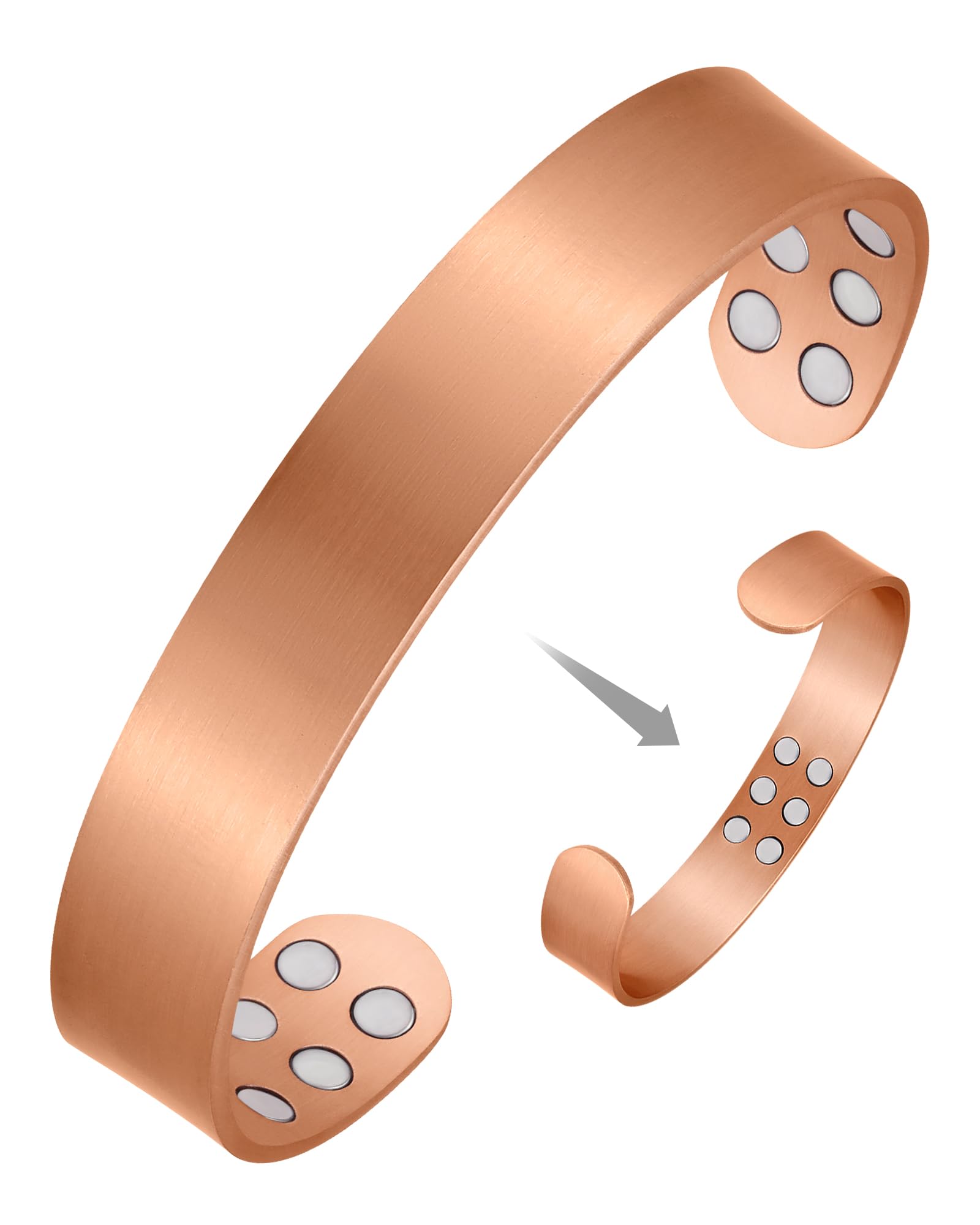 18X Men Copper Bracelet,99% Solid Pure Copper Magnetic bracelet with Ultra Strength Magnets,Adjustable Bangle with Gift Box.