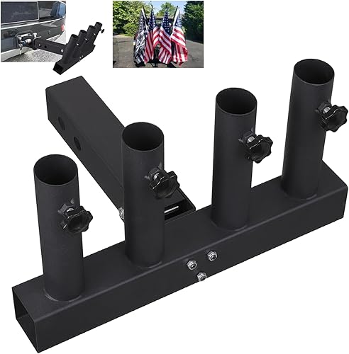 Soporte de enganche mejorado para 4 postes de bandera de camión, estante de almacenamiento de caña de pescar, ángulo ajustable para cualquier