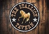 Photo Gallery kilspu the stallion tavern, horse bar, cowboy bar decor, horse barn, horse barn, decor for farm, horse lover, horse riding sign metal round tin sign 30 x 30 cm Photo Gallery kilspu the stallion tavern, horse bar, cowboy bar decor, horse barn, horse barn, decor for farm, horse lover, horse riding sign metal round tin sign 30 x 30 cm