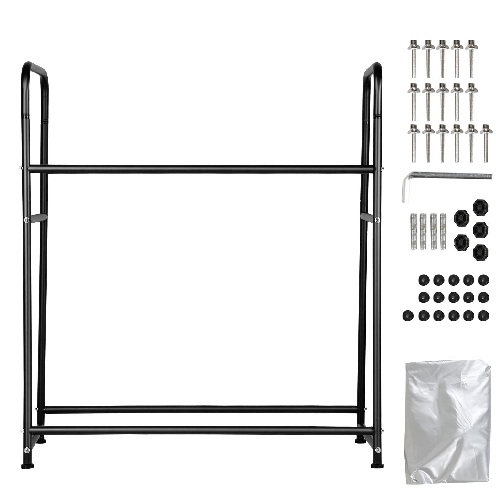 Eulenke 1 estantería para neumáticos de dos capas, para 8 neumáticos, estantería para sótano con funda protectora para neumáticos, 180 kg de carga, 117 x 46 x 107 cm, estante para cargas pesadas, 117