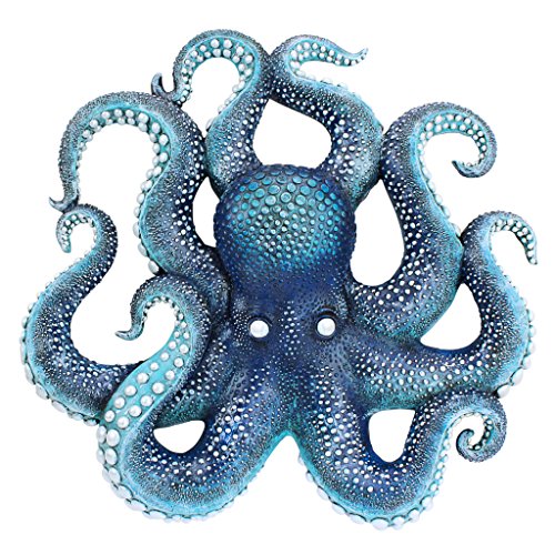 Design Toscano Deadly Blue Octopus of the Coral Reef Wall Sculpture, 3.00' x 16.00', Full Color Finish