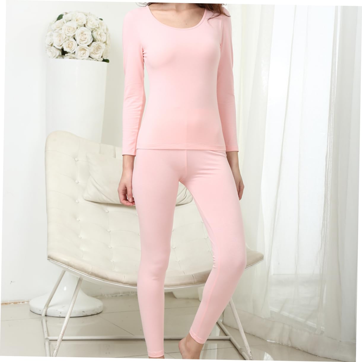 CALLARON Conjunto Térmico Mujer 2 Piezas Algodón Suave Ropa Interior Invierno para Casa