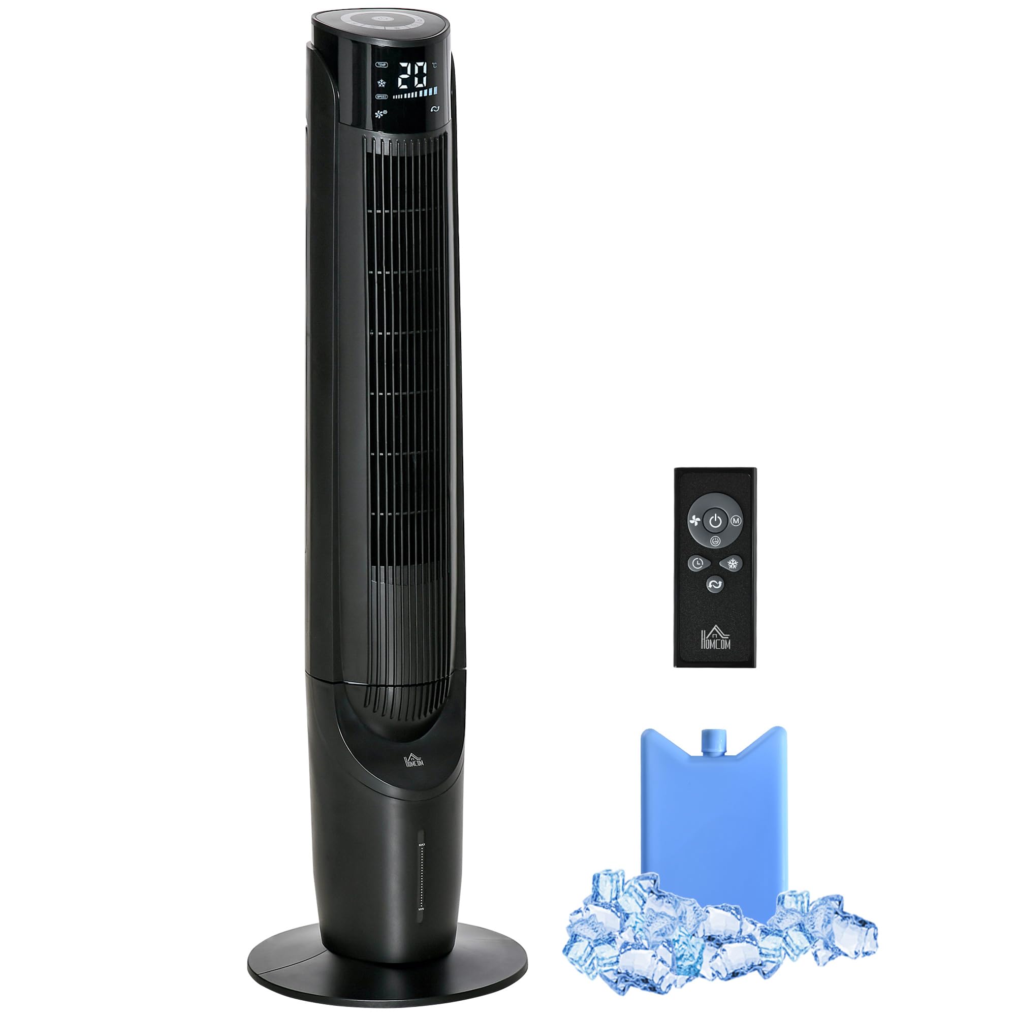 Homcom Unisex Black Air Cooler Evaporative Ice Cooling Tower Fan Bedroom Remote Control In
