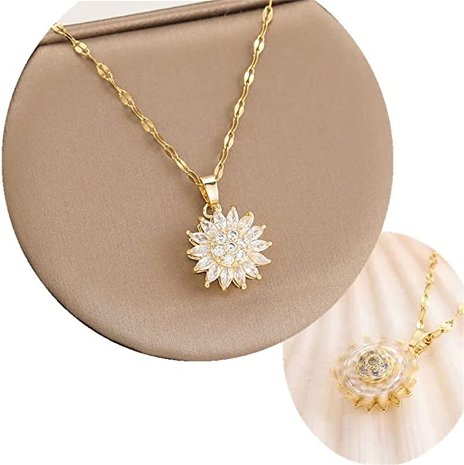 Aphro to My Daughter - Sunflower Fidget Necklace, Spinning Sunflower Necklace Pendant, You are My Sunshine Rotating Necklace, Daisy Flower Anxiety Necklace Jewelry for Women