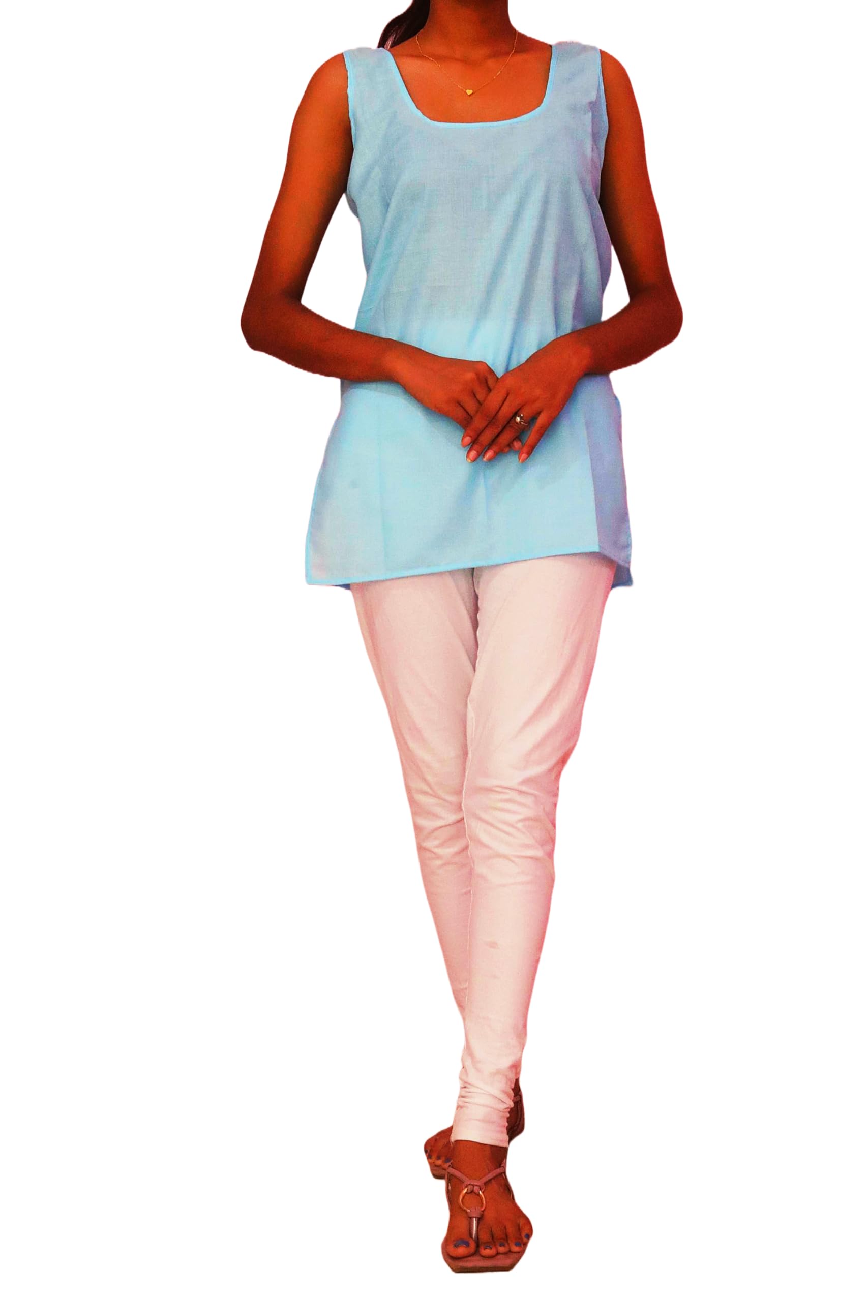 Women Short Cotton Camisole Plain Inner Slip Summer Cami Innerwear Sleeveless Slip for Transparent Chikan Kurtis Dress-image-8