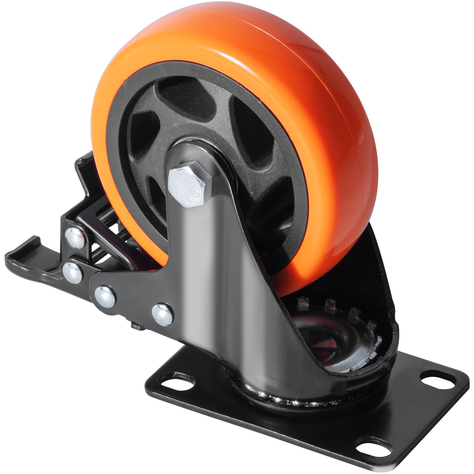 VEVOR Roulettes Pivotantes Lot de 4 Roulettes pour Meubles Industrielles 101,6 mm Roues Silencieuses en PVC avec Frein à Verrouillage A/B Capacité de Charge 159 kg par Roulette pour Chariots Établis