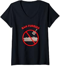 Womens Ban Furries in Schools - No Litter Box in Bathrooms V-Neck T-Shirt