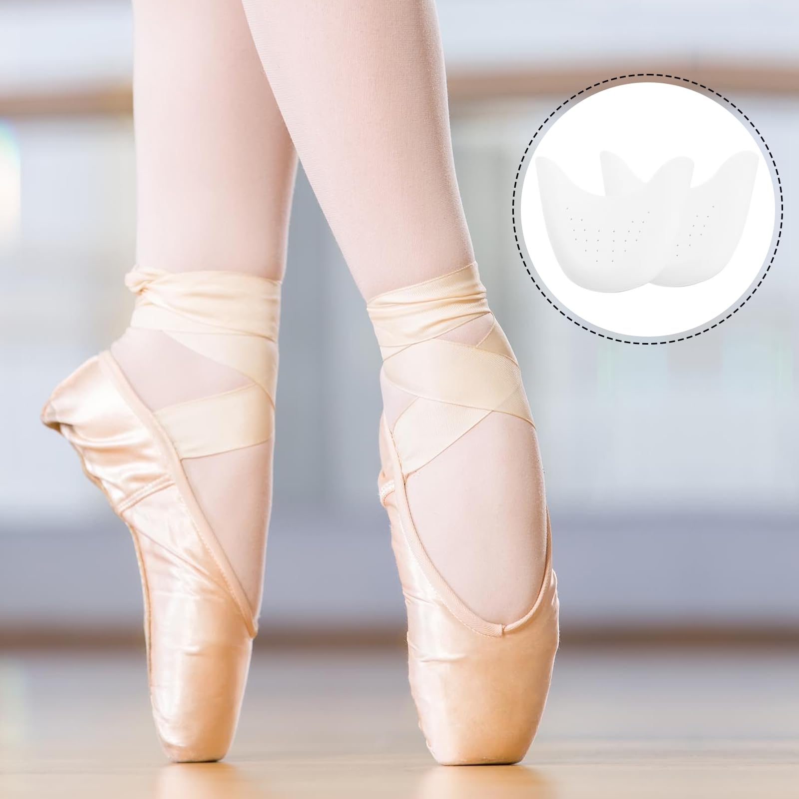 4 Pares Protector Dedos Pies Silicona, Suave Protector para Dedos de Los Pie Baile, Protectores Dedo Pies con Agujero Transpirable, para Zapatos de Ballet, Tacones (Blanco)