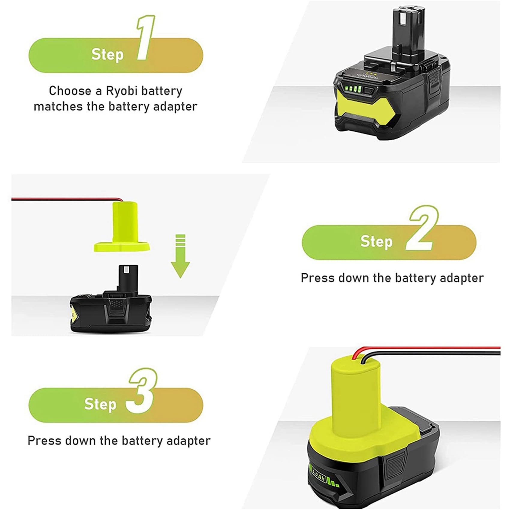 4 x adapter do akumulatora + 18 V akumulator litowo-jonowy, konwerter narzędzi z 12 kablami pomiarowymi
