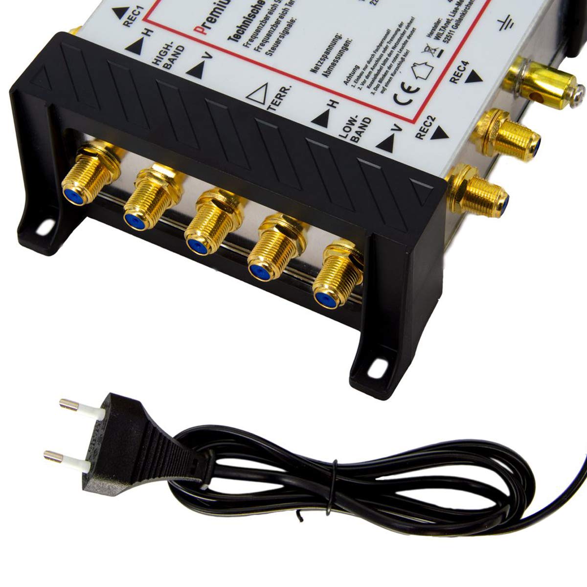 Premium X Multischalter Set 5/4 Multiswitch Quattro LNB 8X F-Stecker, Satverteiler 1 SAT für 4 Teilnehmer HDTV FullHD 4K UHD 8K