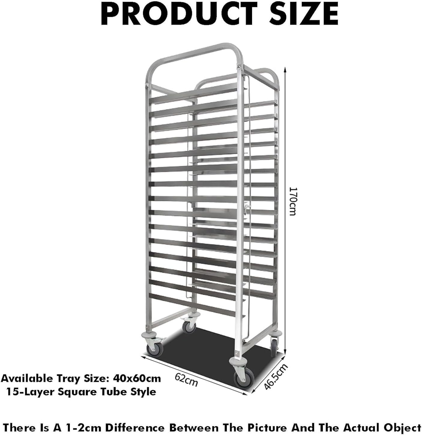 Bun Pan Rack, Commercial Bakery Racks with Brake Wheels, Aluminum Racking Trolley Storage Cart for Half & Full Sheet, Speed Rack for Kitchen Home