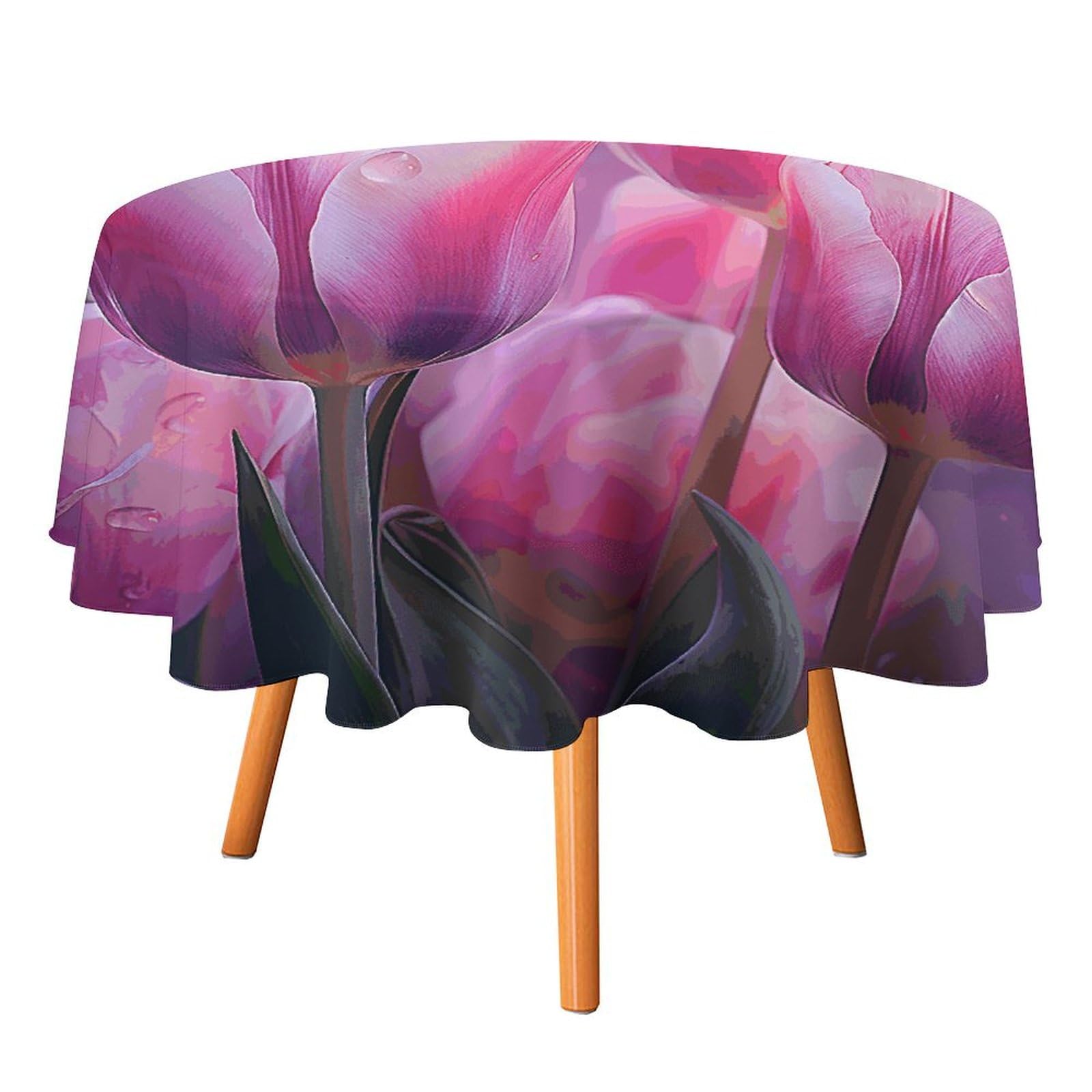 Nappe ronde fleurie 127x127 cm imperméable et antitache pour table de salle à manger