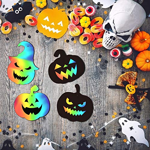 LAITER 24 PCS Scratch Art Halloween Zucca Bambini