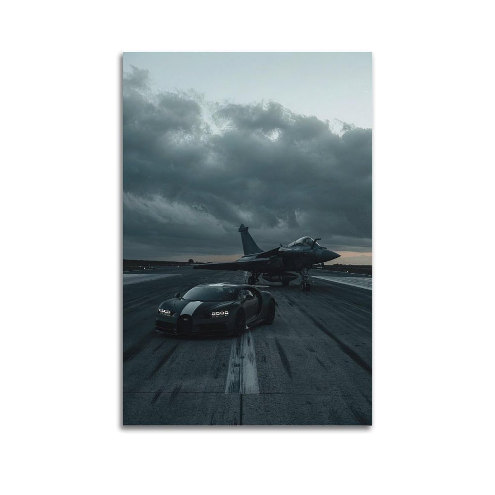 OKAHYS Hyper Racing Car Poster Chiron & Rafale Fighter Plane Decorative Painting Canvas Wall Artworks Picture 16x24inch(40x60cm)