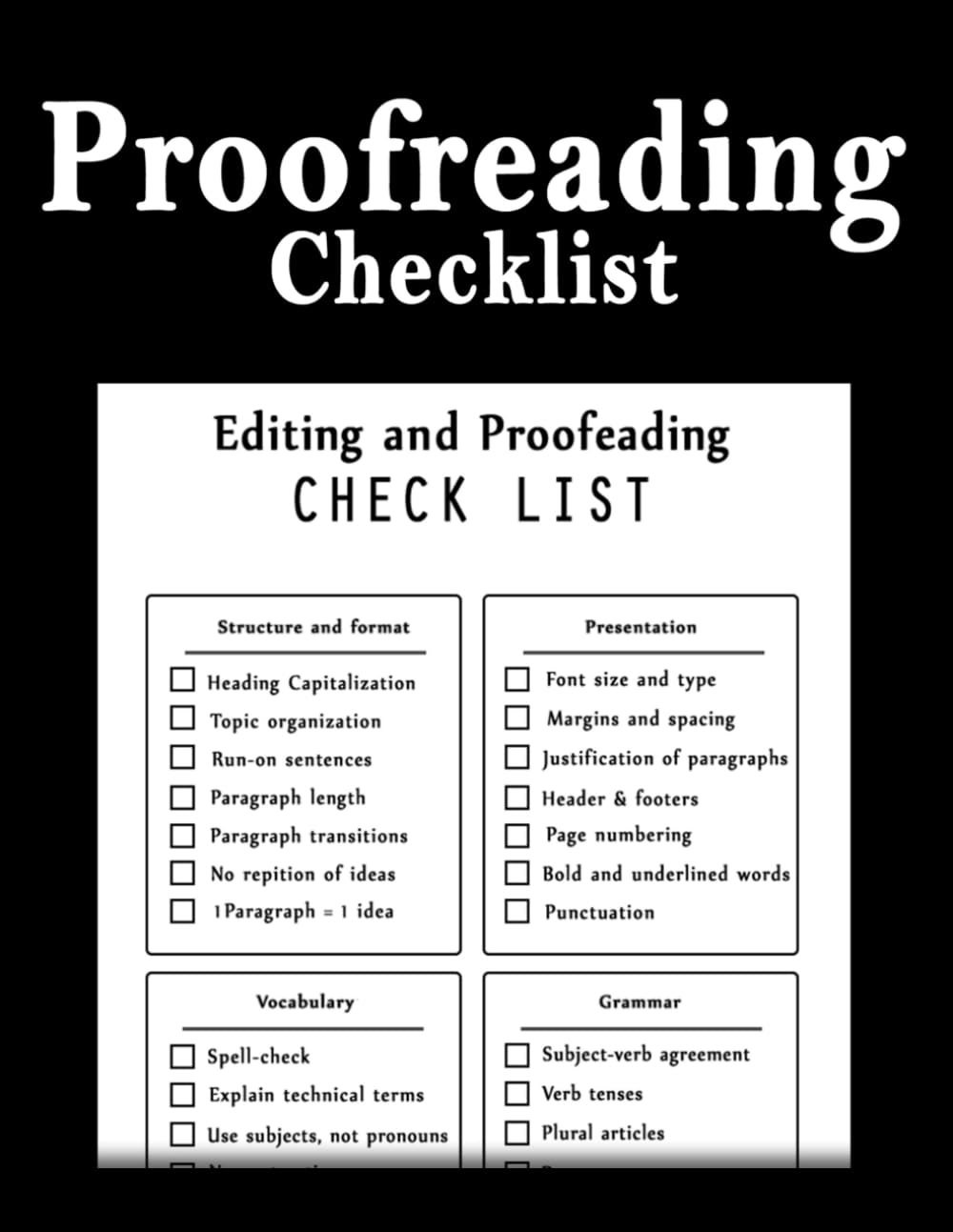 Proofreading Checklist: A Key to Catching Errors, writing help ...