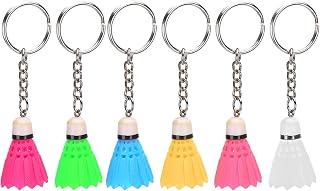 Jeanoko Mini Badminton Keychain Set of 6 Lightweight Portable Bag Pendant Decoration for Fans and Players White Yellow Green Pink Blue Rose Red