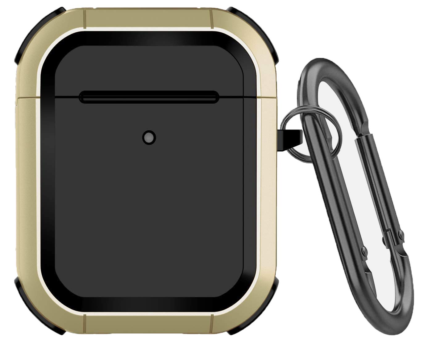 Armor Series AirPods Series 1&2 / AirPods Pro Case, Full-Body Rugged Protective Wireless Charging Cover Case Skin with Keychain [Front LED Visible] Multiple Colors. (Airpods, Gold)