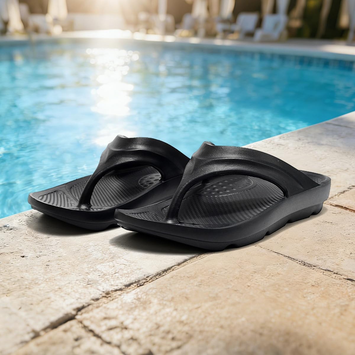 Women's Orthotic Cushion Flip Flops Recovery Walking Sandals Arch Support Summer Comfortable Slip On Flip Flops for Womans Black