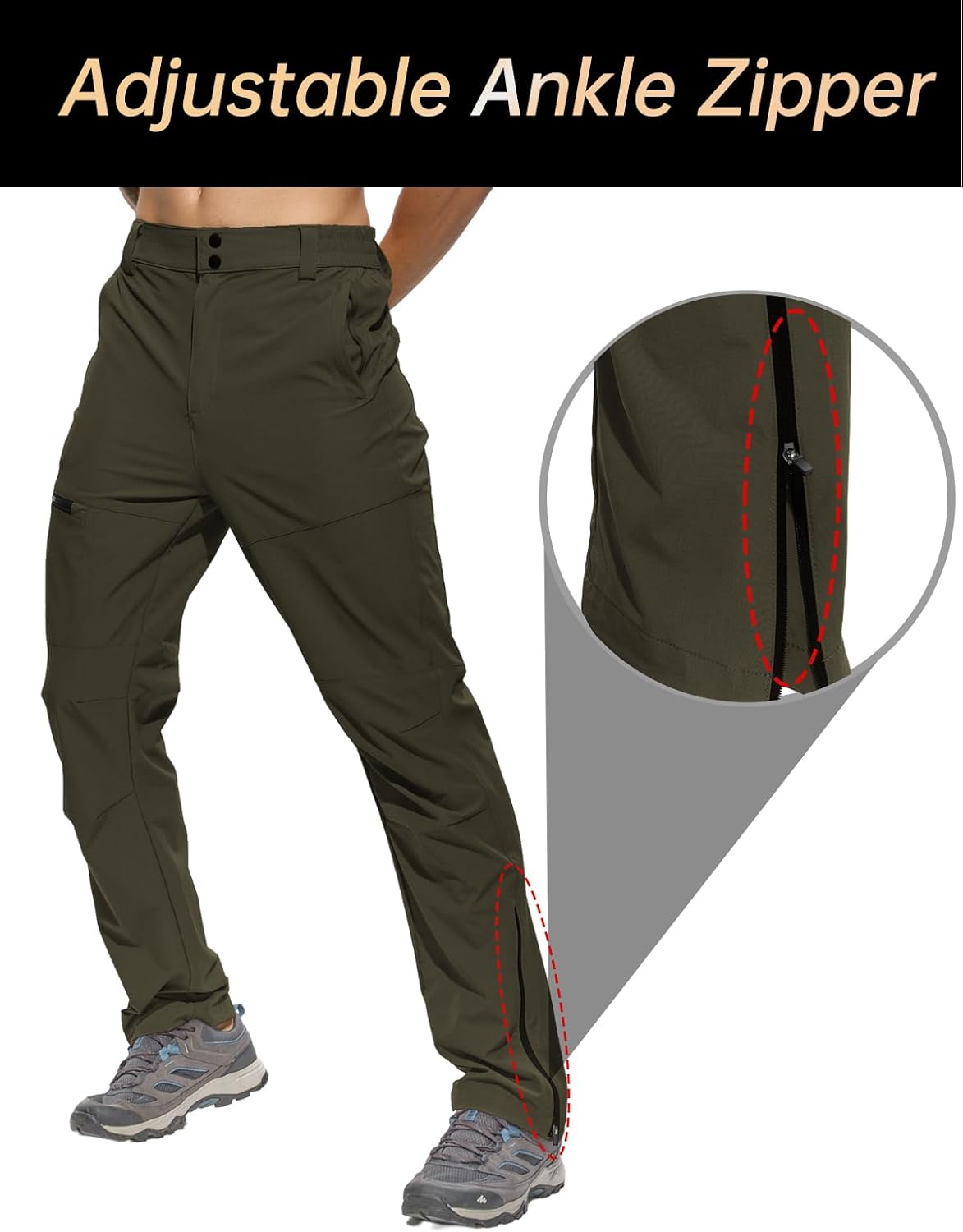 Mens Cargo Hiking Fishing Hunting Outdoor Construction Work Pants Stretch Lightweight Waterproof Pants