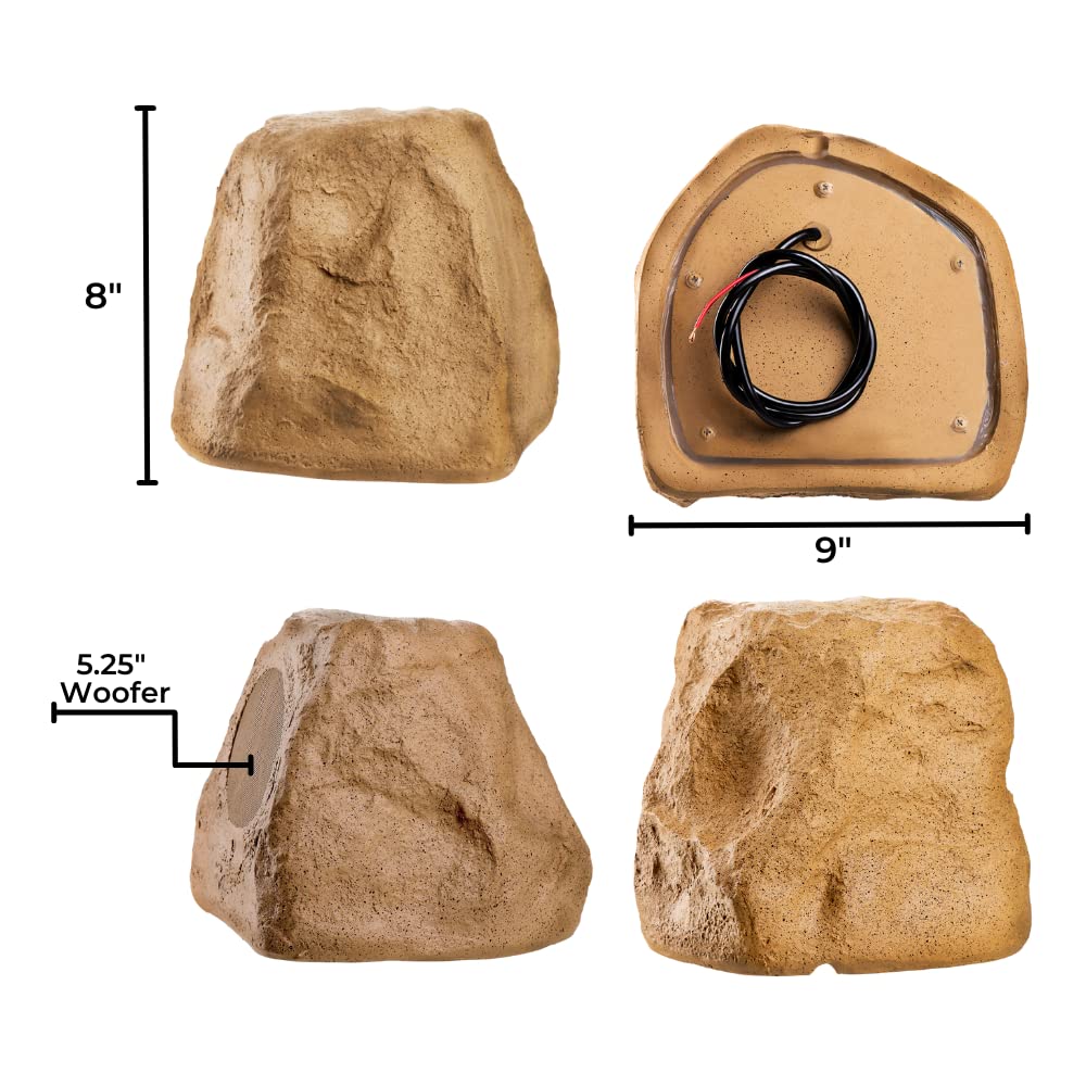 OSD 5.25" Brown Outdoor Rock Speaker 100W Weather Resistant Passive Stereo Pair RX550