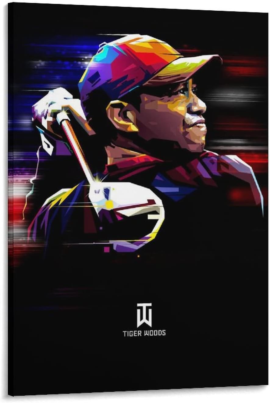 Amazon.co.jp Tiger Woods タイガー・ウッズ 有名ゴルファー スポーツ 部屋飾り キャンバスウォールアート 印刷
