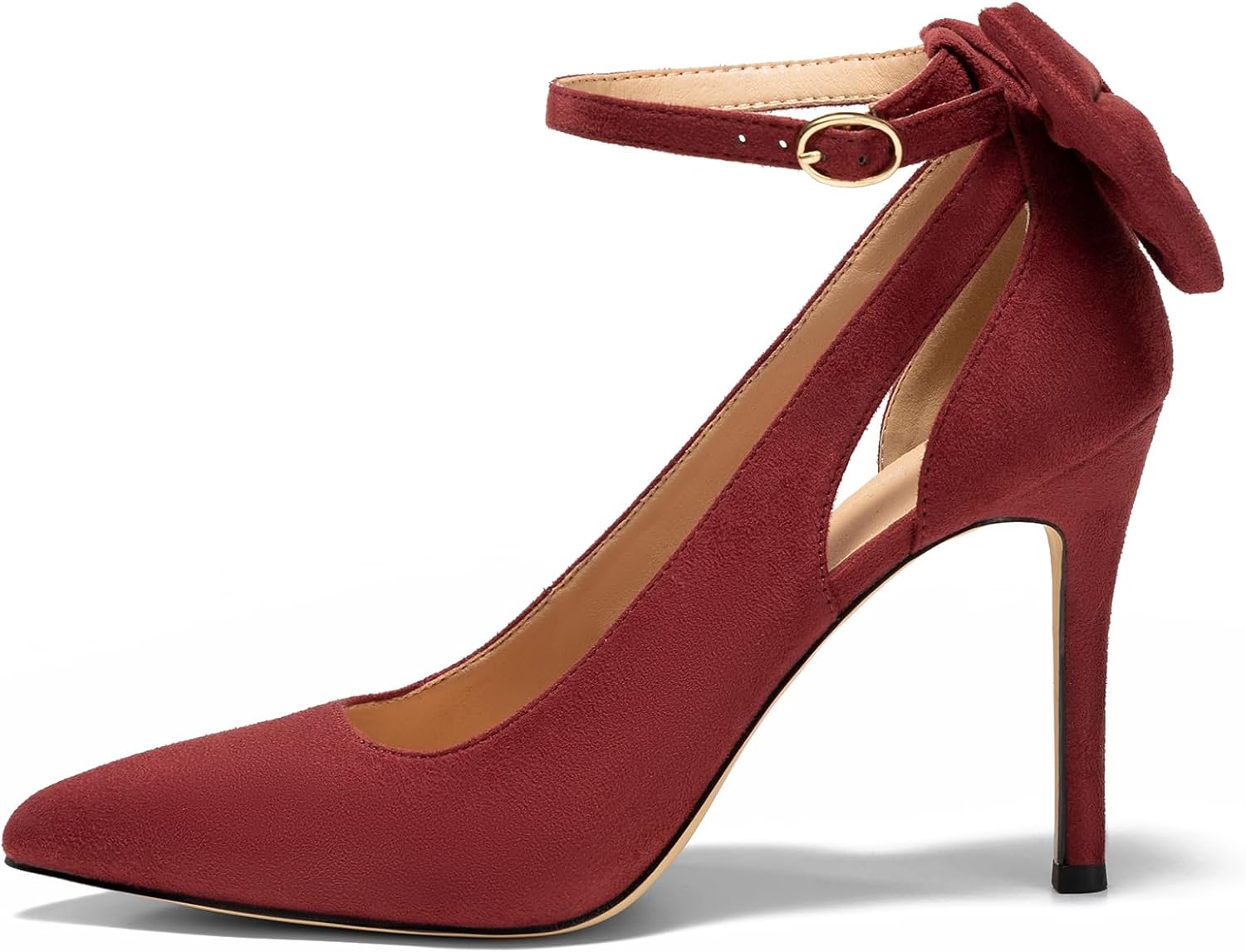 Women's Pointed Toe High Heels Ankle Strap Bow Tie Pumps Wedding Party Dress Shoes - Image 9