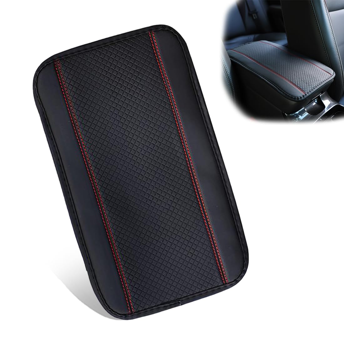 TEOZBLU Cuscino per Bracciolo Auto in Pelle, Copertura per Console Centrale Auto, per Seggiolini Auto per la maggior parte delle Automobili, Moto e SUV