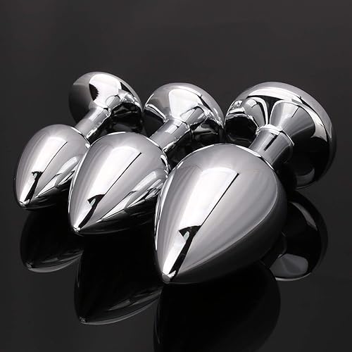 Miniatura 38 de AKStore 3 tapones anales fetiches de acero inoxidable con diseño de joyas lujosas para fantasías sexuales de bondage, tamaños grande, mediano y Blue