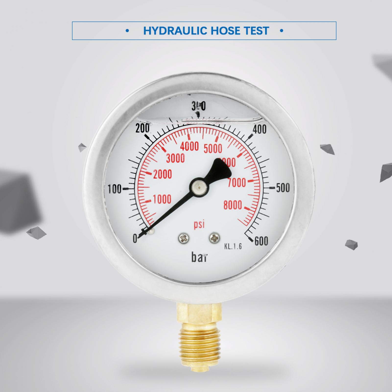 Hydraulikschlauchtest, Hydraulikschlauch-Testkit, Hydraulikschlauch-Testpunktkupplung M16*2-BSP1/4 + 0~600BAR/8500PSI Manometer + Schlauch
