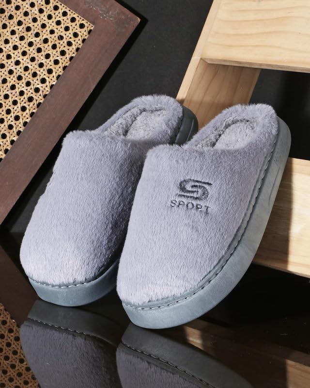 Image of Unisex Winter Flip Flop Slipper for Men and Women Soft Faux Fur Slip On Indoor Home Slides Slipper for Bedroom Sandals