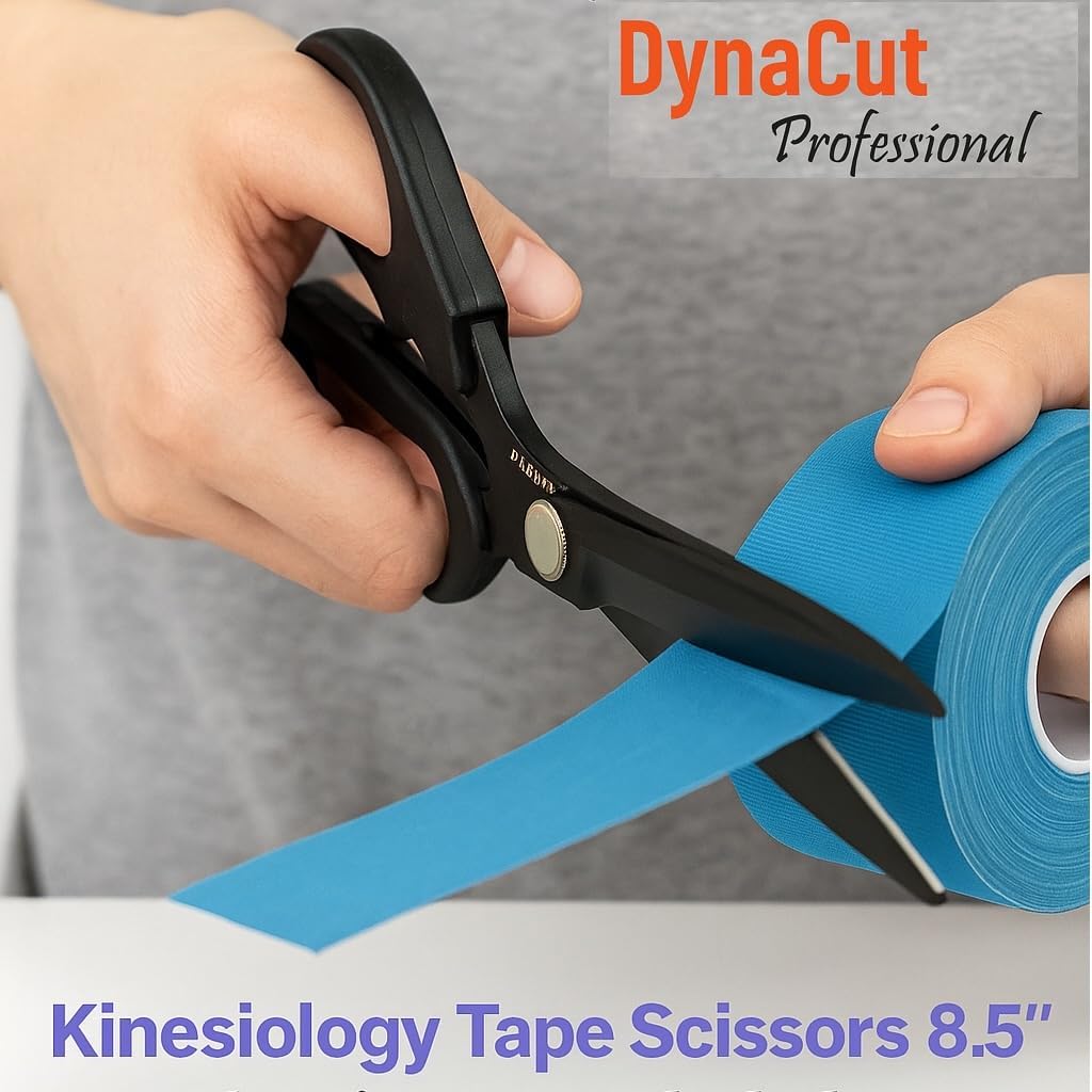 Kinesiology Tape Scissors Non-Stick Fluorine Coated Stainless Steel Blades, Ergonomic TPR Soft Grip – Precision Gum-Free Cutting for Sports Taping, Athletic, Medical Tape, and First Aid Use