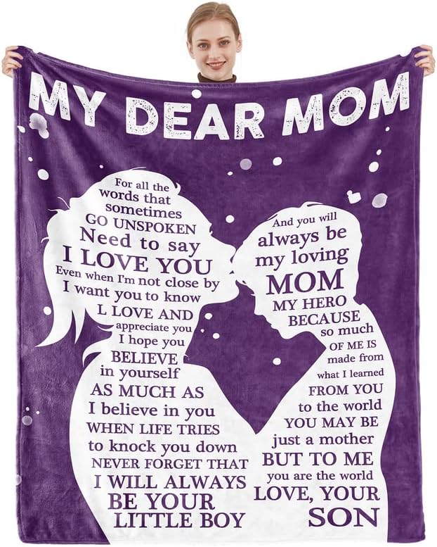 Regalos para mamá, manta con texto en inglés "I Love You Mom", cumpleaños, Navidad, Día de la Madre, San Valentín, regalo para madre, regalos de